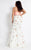 Rachel Allan Curves - 6309 Floral Haltered Mermaid Gown in Pink and White