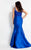 Rachel Allan Curves - 6310 Deep V-Neck Mermaid Gown in Blue