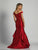 Dave & Johnny - A6310 Off-Shoulder Embellished Mermaid Gown in Red