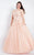 Rachel Allan Curves - 6311 Floral Beaded V-neck Ballgown in Pink