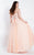 Rachel Allan Curves - 6311 Floral Beaded V-neck Ballgown in Pink