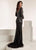 Jasz Couture - 6311 Embellished Deep V-neck Sheath Gown In Black and Silver