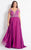Rachel Allan Curves - 6313 Silver Embellished V-neck Chiffon Dress in Purple