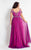 Rachel Allan Curves - 6313 Silver Embellished V-neck Chiffon Dress in Purple