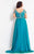 Rachel Allan Curves - 6313 Silver Embellished V-neck Chiffon Dress in Green