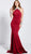 Jovani - 63143 Crystal Embellisheda High Halter Mermaid Dress in Red