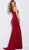Jovani - 63143 Crystal Embellisheda High Halter Mermaid Dress in Red