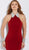 Jovani - 63143 Crystal Embellisheda High Halter Mermaid Dress in Red