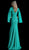 Jovani - 63148 Split Cape Sleeve Glitter Sheath Gown In Green