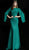 Jovani - 63148 Split Cape Sleeve Glitter Sheath Gown In Green