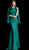 Jovani - 63148 Split Cape Sleeve Glitter Sheath Gown In Green