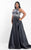 Rachel Allan Curves - 6315 Sequined Halter A-line Dress in Silver and Gray