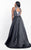 Rachel Allan Curves - 6315 Sequined Halter A-line Dress in Silver and Gray