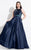 Rachel Allan Curves - 6315 Sequined Halter A-line Dress in Blue