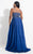 Rachel Allan Curves - 6316 Beaded V-neck Chiffon A-line Dress in Blue
