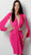 Jovani - 63173 Plunging Crystal Beaded Waist and Cuff Cocktail Dress in Pink