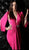 Jovani - 63173 Plunging Crystal Beaded Waist and Cuff Cocktail Dress in Pink