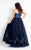Rachel Allan Curves - 6317 Beaded Halter Mikado Tulle Ballgown in Blue