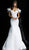 Jovani - 63187 Rosette Accent Off Shoulder Scuba Mermaid Gown In Blue