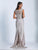 Dave & Johnny - A6319 Laced Cap Sleeve Fitted Gown  in Silver
