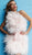 Jovani - 63200 Feather-Fringed Asymmetrical Sheath Dress In Pink