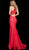 Jovani - 63214 Embellished Lace Halter Trumpet Dress in Red