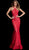 Jovani - 63214 Embellished Lace Halter Trumpet Dress in Red