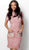 Jovani - 63219 Multi Knit Sequin Short Sleeve Cocktail Dress In Pink
