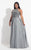 Rachel Allan Curves - 6321 Embellished Sheer Halter Chiffon Dress in Gray