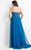 Rachel Allan Curves - 6321 Embellished Sheer Halter Chiffon Dress in Blue