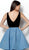 Jovani - 63226 Plunging V-Neck Velvet Overskirt Romper in Black and Blue
