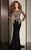 Clarisse - M6203 Embellished Illusion Scoop Long Sleeves Gown - 2 pcs Navy in Size 2 and 20 Available