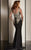 Clarisse - M6203 Embellished Illusion Scoop Long Sleeves Gown - 2 pcs Navy in Size 2 and 20 Available