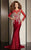 Clarisse M6203 Embellished Illusion Scoop Long Sleeves Gown - 1 pc Ruby in size 10 Available