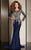Clarisse - M6203 Embellished Illusion Scoop Long Sleeves Gown - 2 pcs Navy in Size 2 and 20 Available In Blue