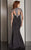 Clarisse - M6204 Quarter Sleeved Embroidered Long Gown in Black