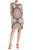 London Times - T2516MJC Floral Damask Sheath Dress in Orange and Purple