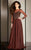 Clarisse - M6215 Bedazzled Sheer Bateau Dress in Chocolate Brown
