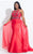 Rachel Allan Curves - 6324 Beaded Haltered Satin Mermaid Gown in Red
