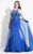 Rachel Allan Curves - 6324 Beaded Haltered Satin Mermaid Gown in Blue