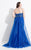 Rachel Allan Curves - 6324 Beaded Haltered Satin Mermaid Gown in Blue