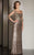 Clarisse - M6219 Gleaming Sequined Illusion Evening Gown in Brown
