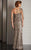 Clarisse - M6219 Gleaming Sequined Illusion Evening Gown in Brown