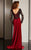 Clarisse - M6222 Lace Sleeved V-neck Dress in Red and Black