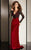 Clarisse - M6222 Lace Sleeved V-neck Dress in Red and Black