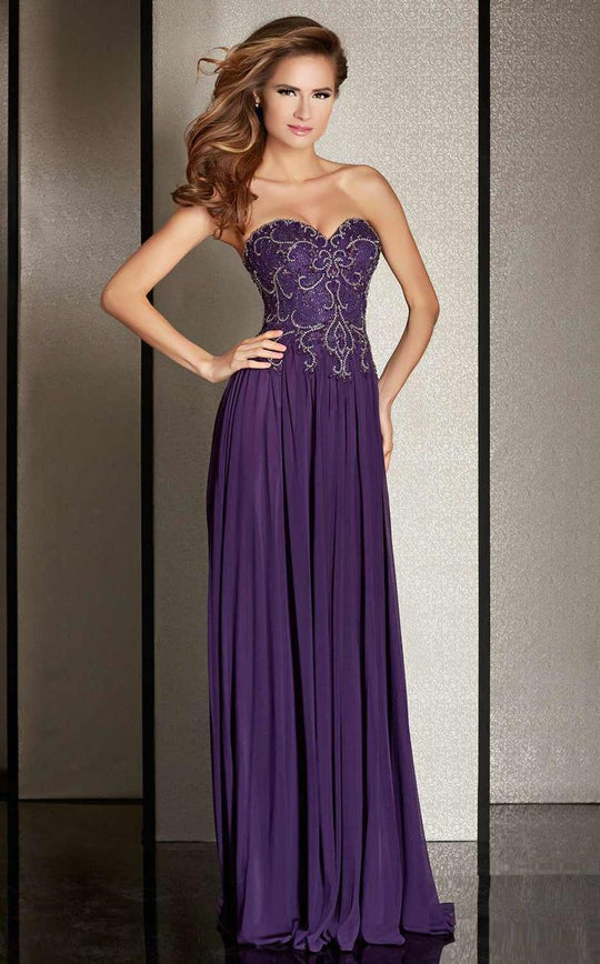 Clarisse - M6229 Embellished Sweetheart Column Dress in Purple