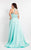 Rachel Allan Curves - 6325 Silver Beaded Sheer High Halter Dress in Green