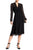 Anne Klein  - 10634718 V Neck Long Sleeves Chiffon Dress in Black