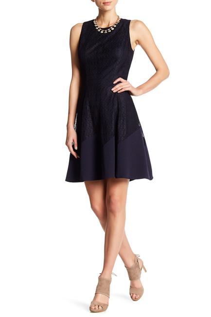 Anne Klein  - 10628314 Embroidered Jewel Lace Dress in Blue