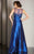 Clarisse - M6235 Sleek Floral Illusion Evening Gown in Blue